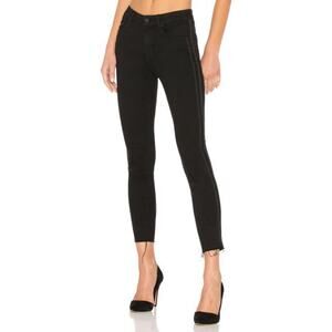 Mother High Waist Looker Jeans Ankle Fray 25 Black Guilty Party Racer Designer